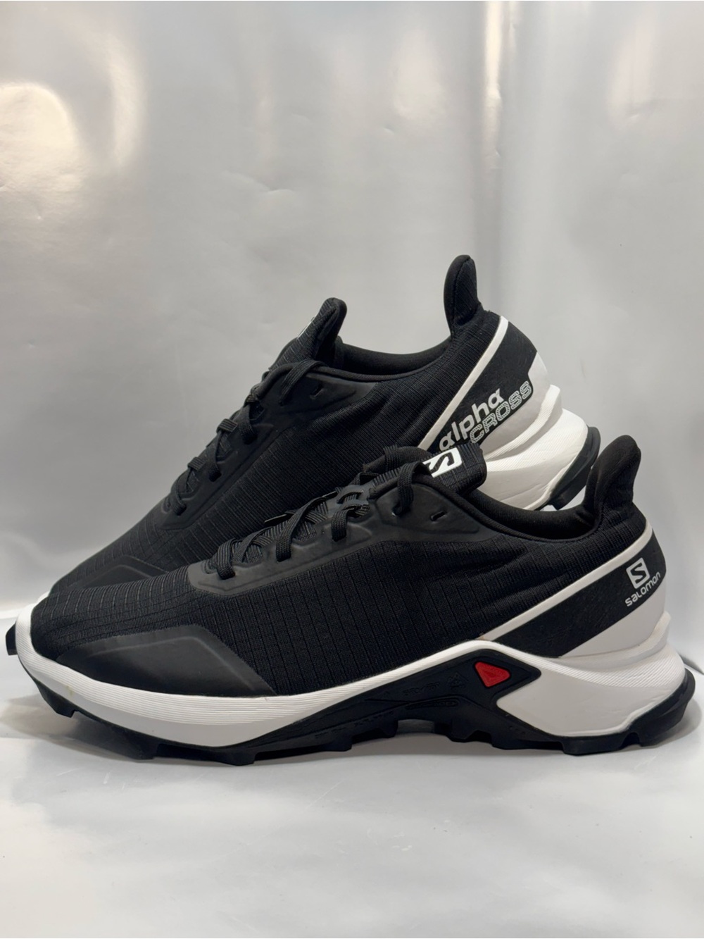 Salomon Men's Sz 7.5 AlphaCross Blast Black/White Trail Running Hiking Shoes